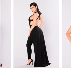Crystal Cross Back Jumpsuit - Black